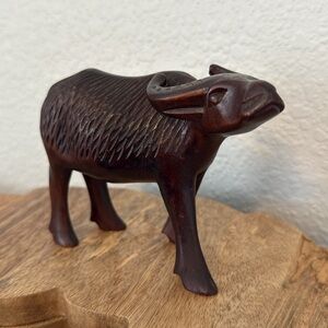 Vintage Handcarved Wooden Water Buffalo Sculpture